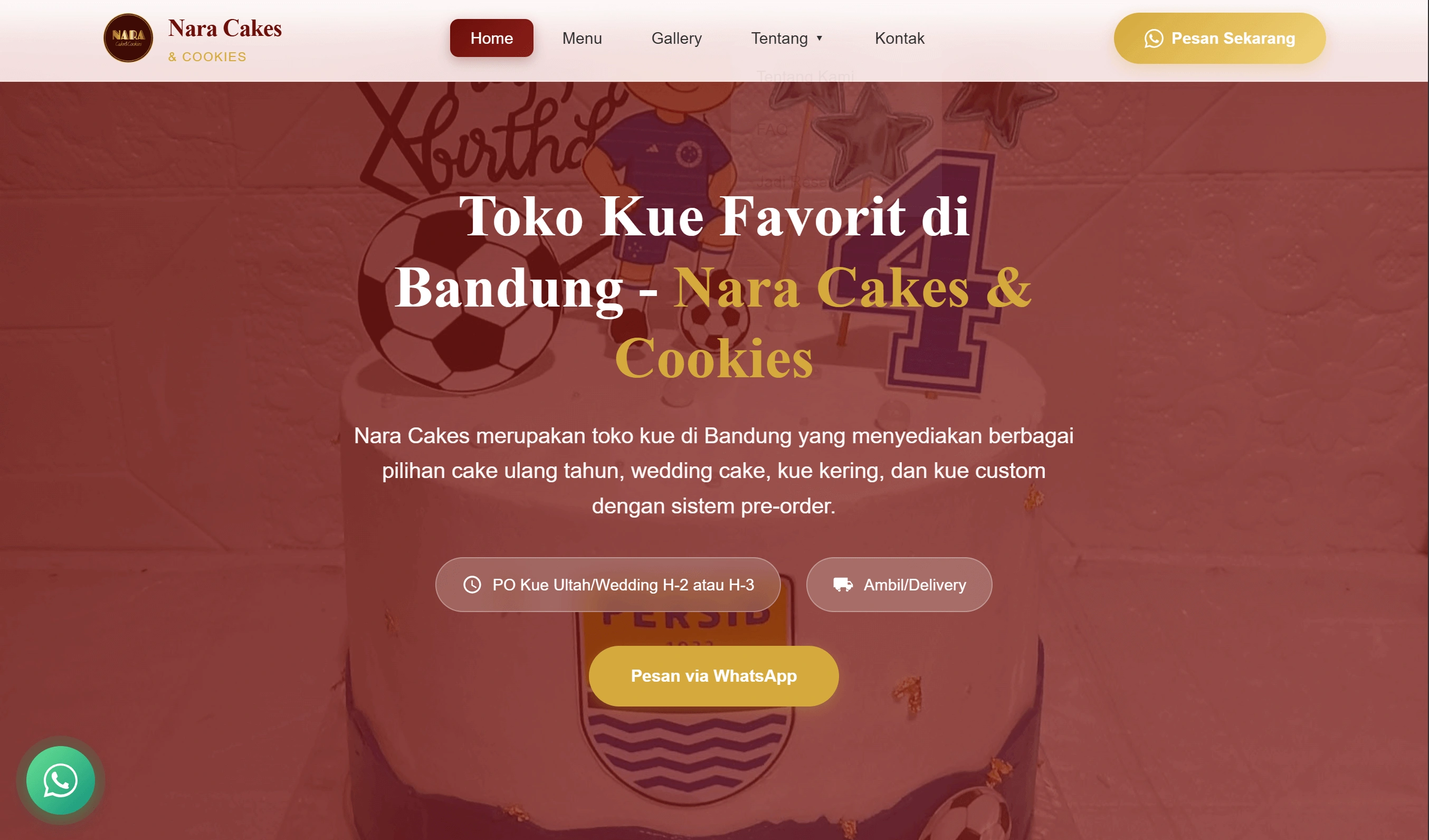 Website Nara Cakes & Cookies